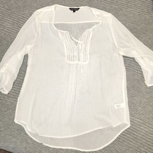 Express L white sheer tunic top